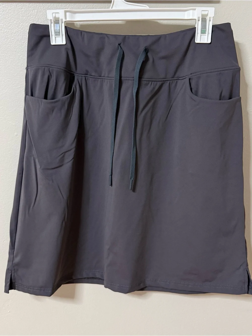 SANTINY Grey Golf Tennis Pickleball Skirt Skirt Womens L Drawstring Pockets